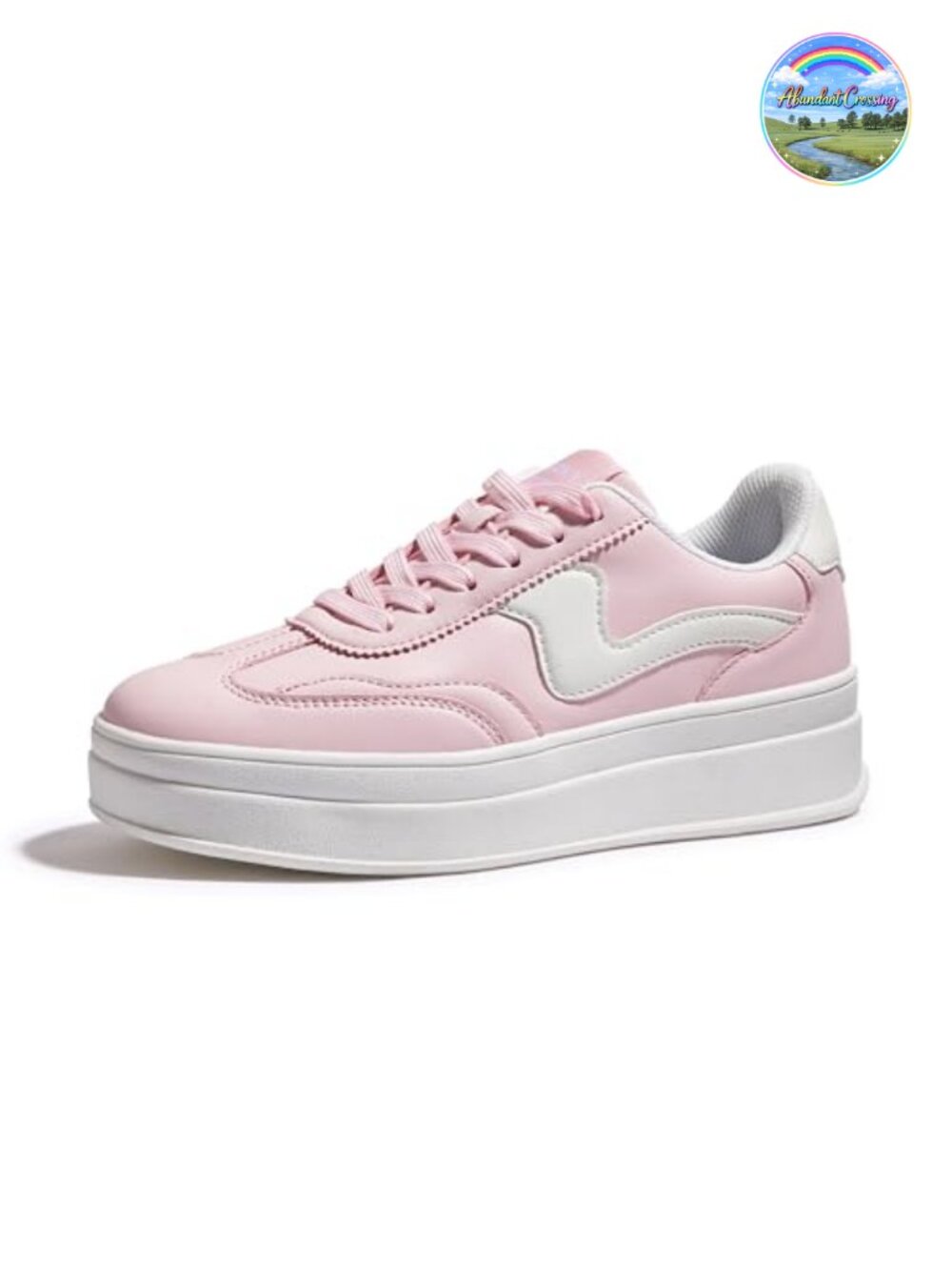 Women's Platform Fashion Sneakers Faux Leather Suede Lace-Up Thick Sole
